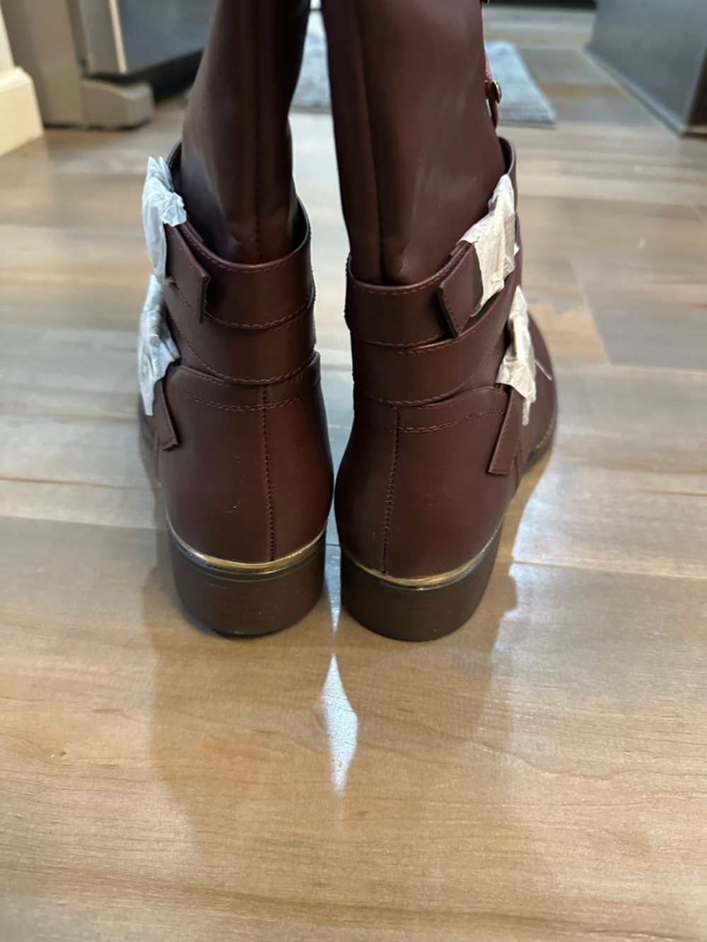 Shoe Dazzle Over-the-Knee Lace-Up combat Boots in Burgundy - Picture 7 of 8